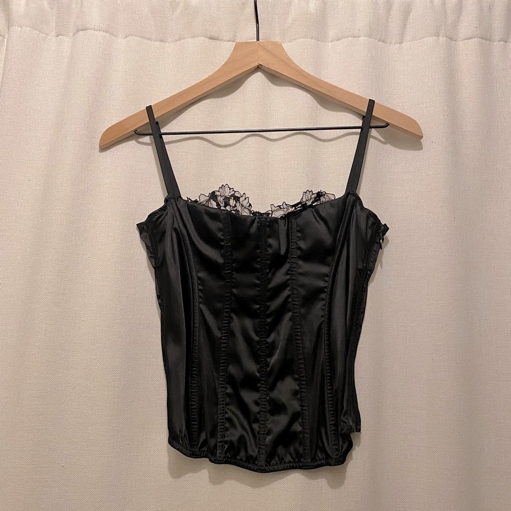 Elegant Satin Corset with Lace Peekaboo